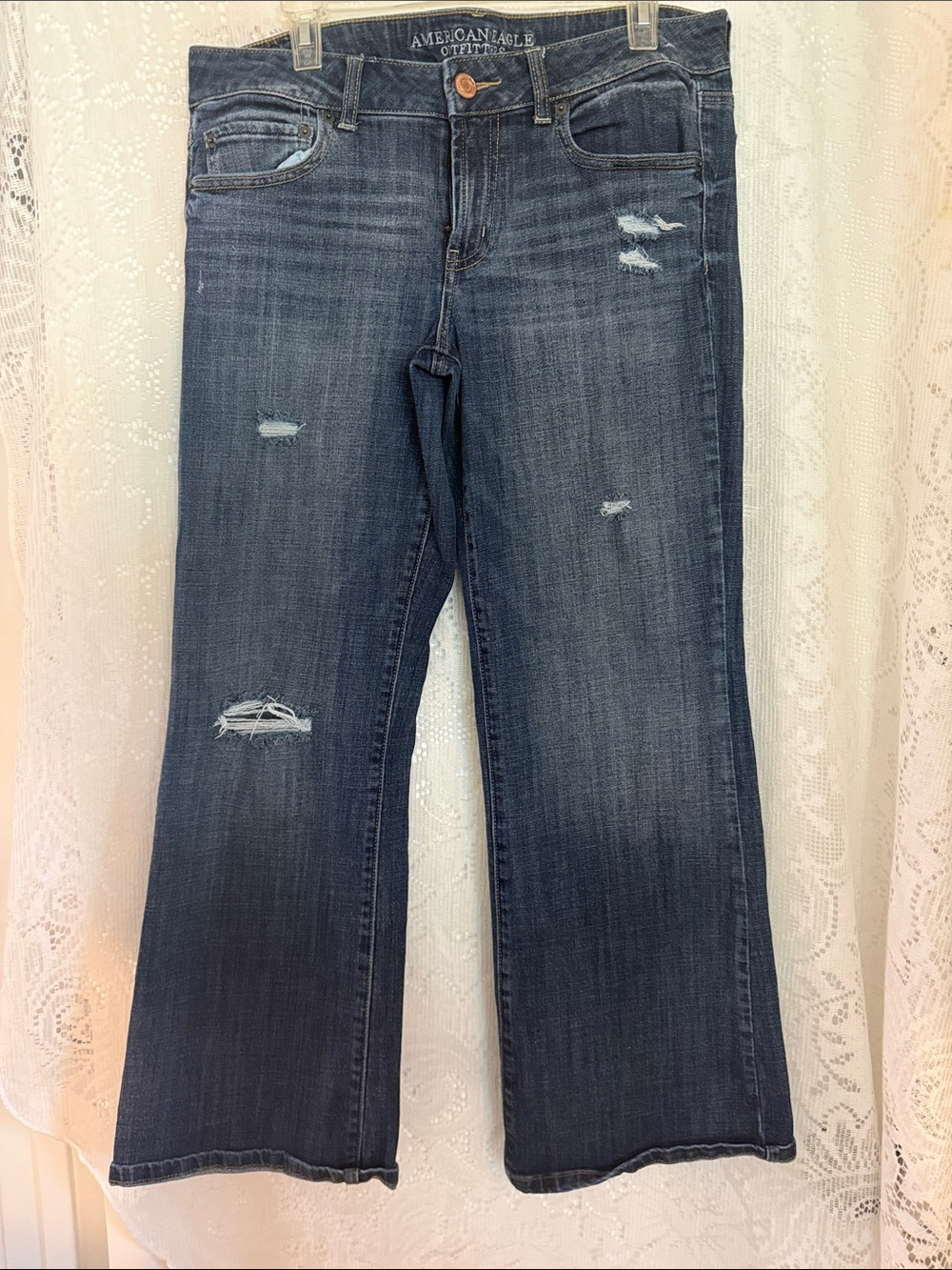 American Eagle Outfitters Flare Leg Favorite Boyfriend Distressed Jeans